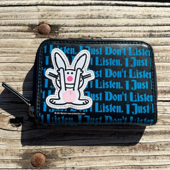 Vintage Y2K Jim Benton Happy Bunny Zip Wallet | “I Just Don’t Listen” Hot Topic - Picture 1 of 11